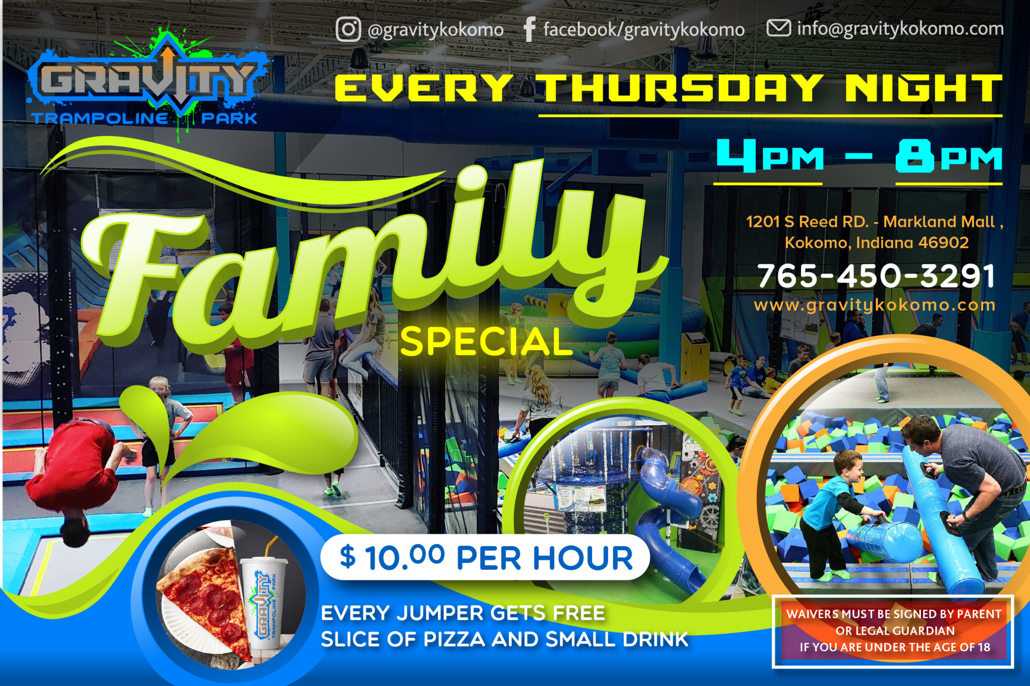 Hours / Pricing | Gravity Trampoline Park Kokomo 